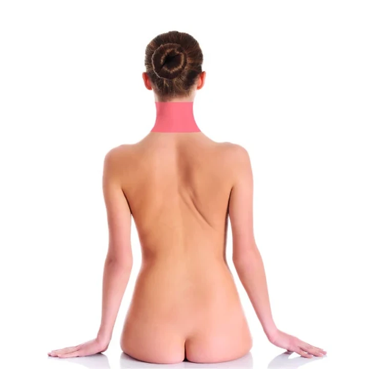 Demarcação da área feminina: Nuca.