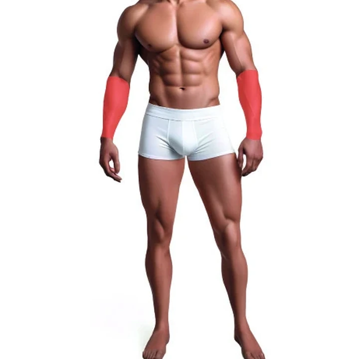 Demarcação da área masculina: Antebraços.