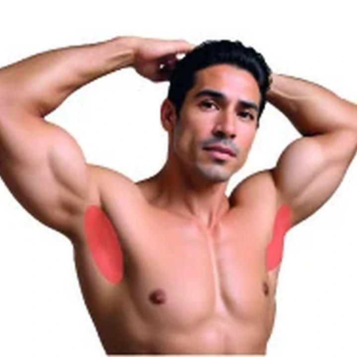Demarcação da área masculina: Axilas.