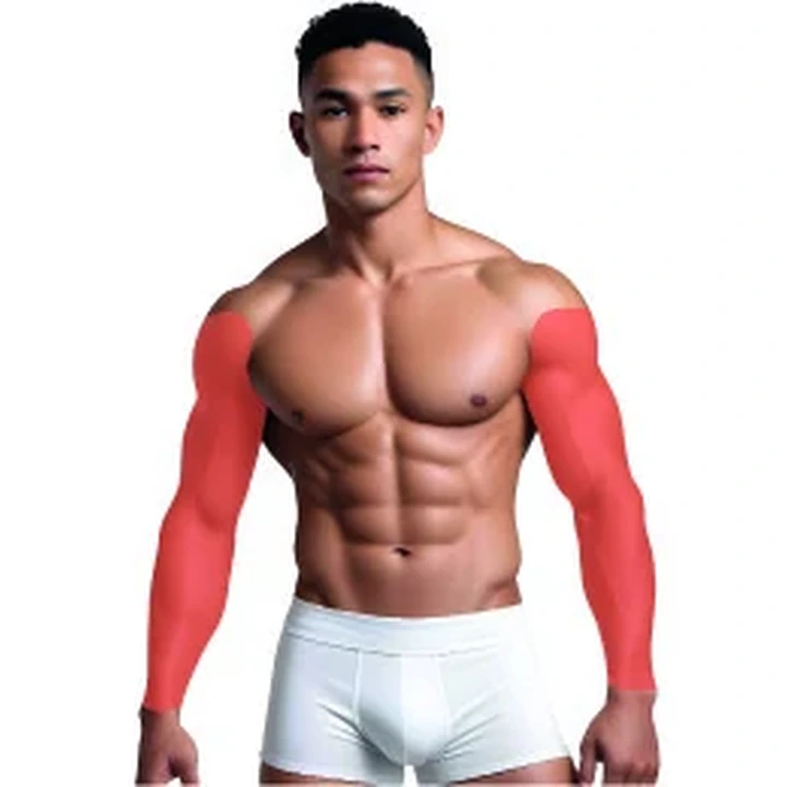 Demarcação da área masculina: Braços completos.