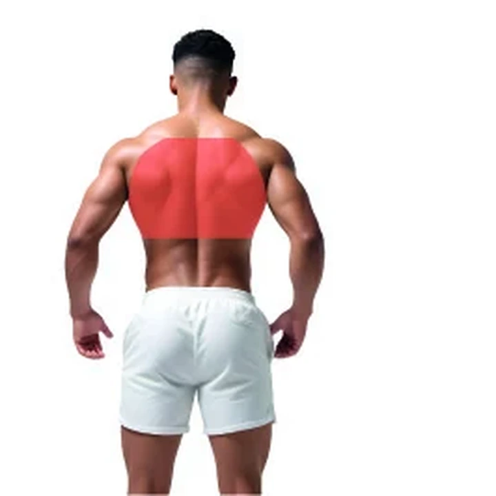 Demarcação da área masculina: Costas superior.