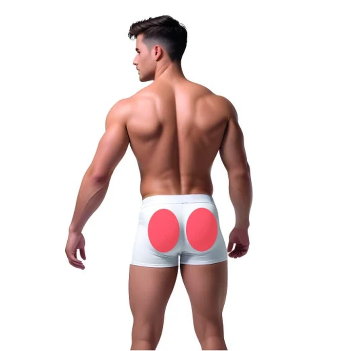 Demarcação da área masculina: Glúteos.