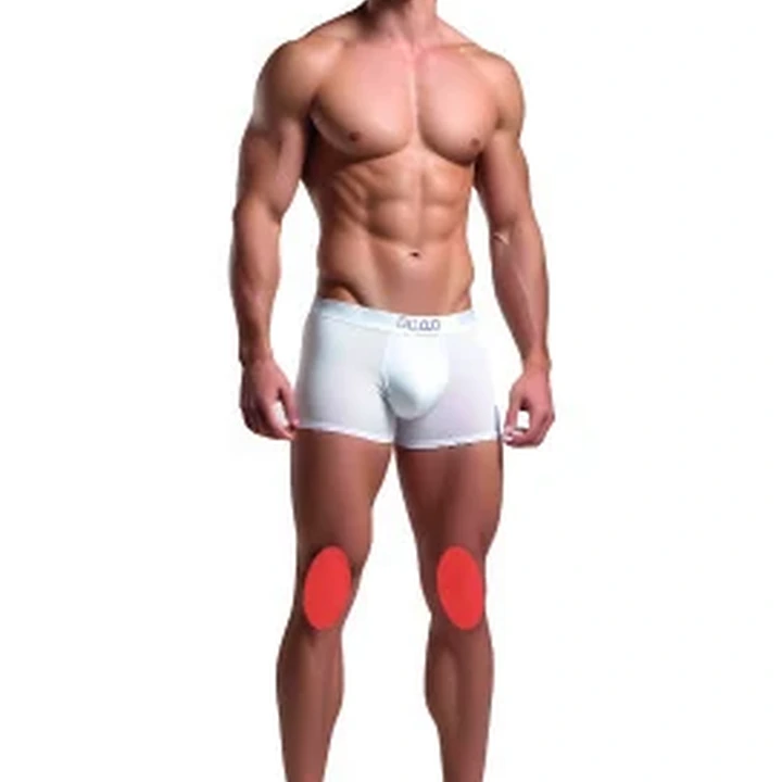 Demarcação da área masculina: Joelhos.