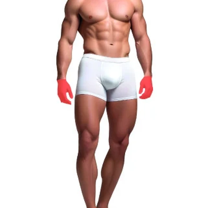 Demarcação da área masculina: Mãos e dedos.