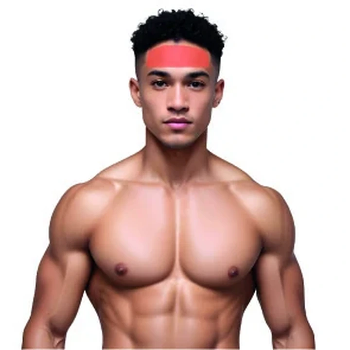 Demarcação da área masculina: Testa.